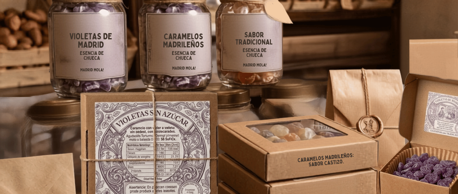 El libro de la jarana madrileña, refranes de la calle y empaquetado de Golosinas con Tradición